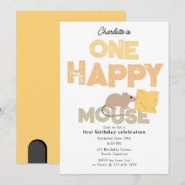 One Happy Mouse Invite 1st Cute Birthday 招待状