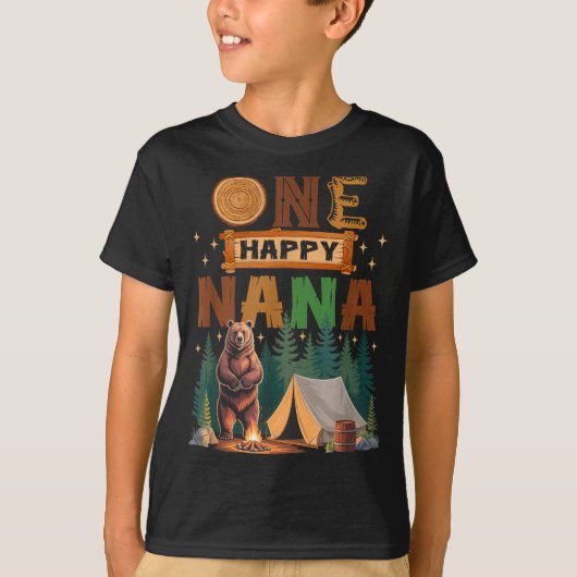 One Happy Nana Camper 1st Birthday Camng Bear  Tシャツ (正面)