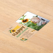 One Happy Sunflower 1st Summer Birthday Photo アクリル招待状 (レイダウン)