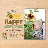 One Happy Sunflower 1st Summer Birthday Photo アクリル招待状 (正面)