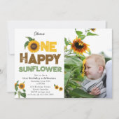 One Happy Sunflower 1st Summer Birthday Photo 招待状 (正面)