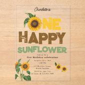 One Happy Sunflower Invite 1st Summer Birthday アクリル招待状 (正面)