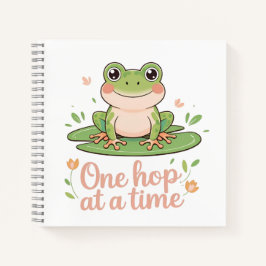 One Hop at a Time | Frog on Lily Pad Notebook ノートブック