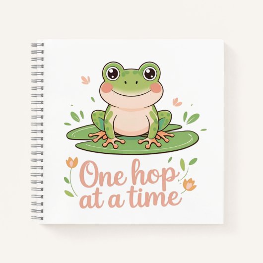 One Hop at a Time | Frog on Lily Pad Notebook ノートブック (正面)