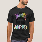 One Hoppy Grandma Leopard Messy Bun Easter Day Tシャツ (正面)