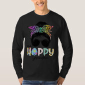 One Hoppy Grandma Leopard Messy Bun Easter Day Tシャツ (正面)