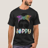 One Hoppy Momma Leopard Messy Bun Easter Day Tシャツ (正面)