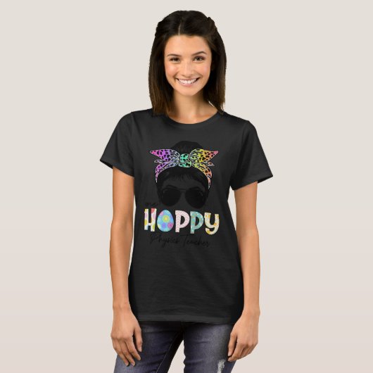 One Hoppy Physics Teacher Messy Bun Teacher Easter Tシャツ (正面フル)