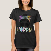 One Hoppy Pre K Teacher Messy Bun Teacher Easter D Tシャツ (正面)