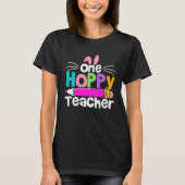 One Hoppy Teacher Groovy Retro Teacher Easter Day Tシャツ (正面)