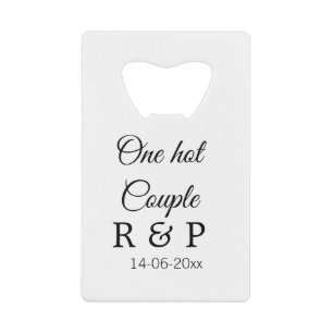 One hot add couple name initial letter text date クレジットカード栓抜き