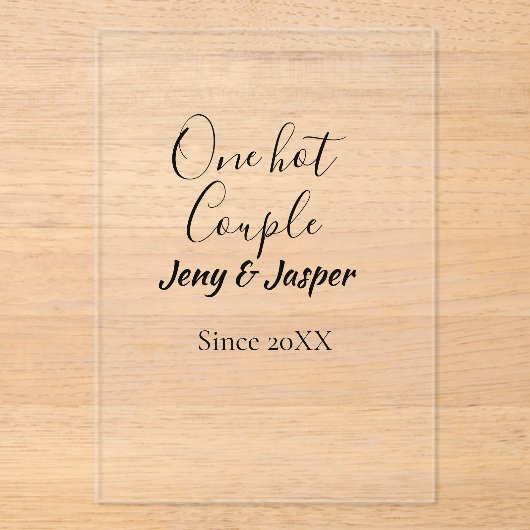 One hot couple add name since 20XX year date アクリル招待状 (正面)