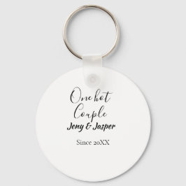 One hot couple add name since 20XX year date キーホルダー