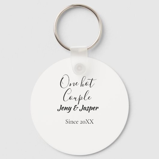 One hot couple add name since 20XX year date キーホルダー (正面)