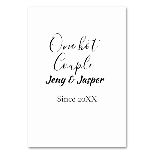 One hot couple add name since 20XX year date テーブルナンバー (正面)