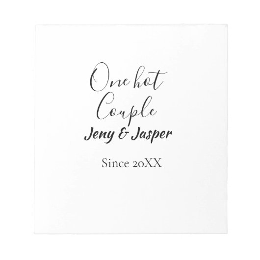 One hot couple add name since 20XX year date ノートパッド (正面)