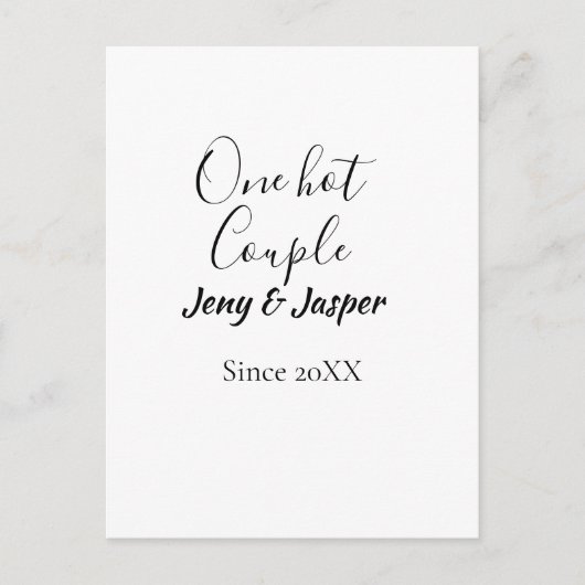 One hot couple add name since 20XX year date ポストカード (正面)