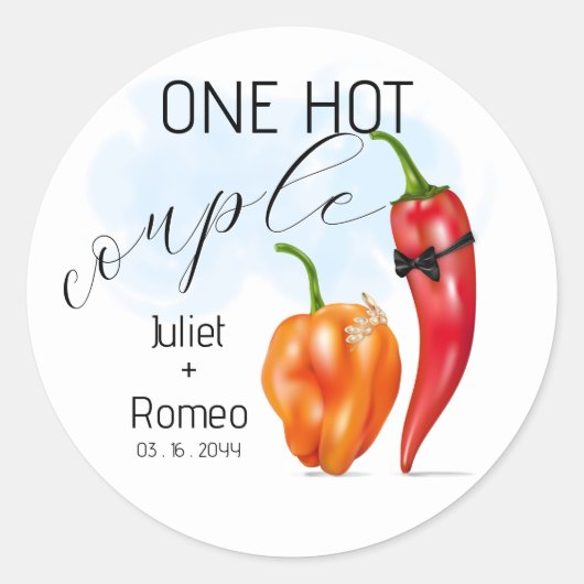 One Hot Couple Hot Pepper Wedding ラウンドシール (正面)