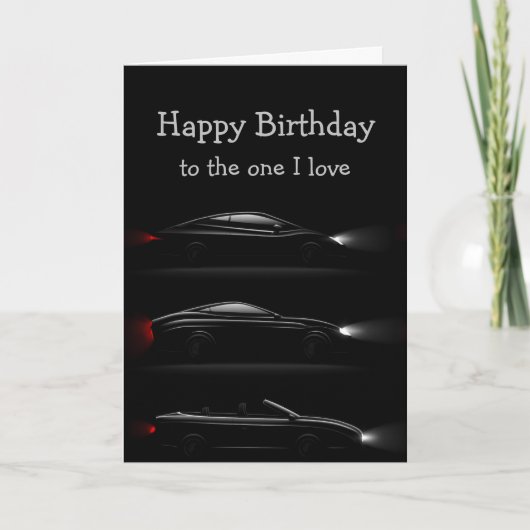 One I loveブラックスポーツカーおもしろい誕生日カード カード (正面)
