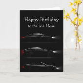 One I loveブラックスポーツカーおもしろい誕生日カード カード (黄色い花)