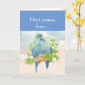 ONE I LOVE Blue Parrotsの記念日 カード (黄色い花)