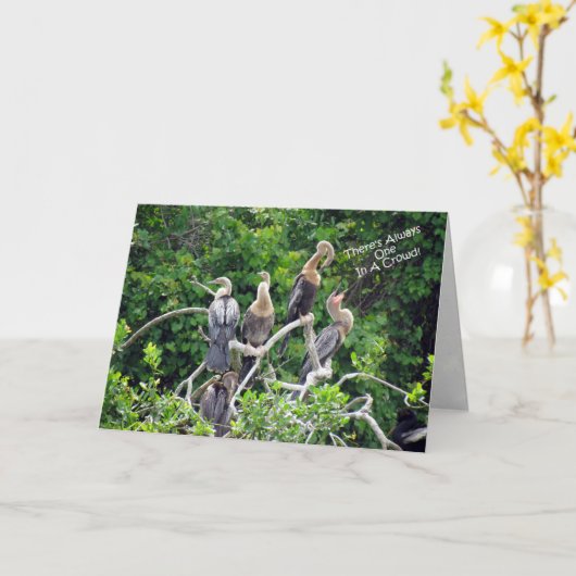 One In A Crowd - Anhinga Family Greeting Card カード (黄色い花)