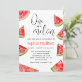 One in a Melon | かわいいスイカの女の子 1歳の誕生日 招待状 (スタンド正面)