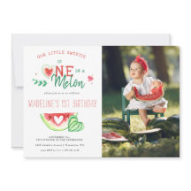 One In A Melon | スイカの1歳の誕生日パーティーの招待状