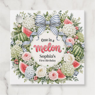 One in a Melon スイカ フラワーファーストバースデー フェイバータグ