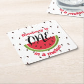 One in a Melon 1st Birthday Party スクエアペーパーコースター (アングル)
