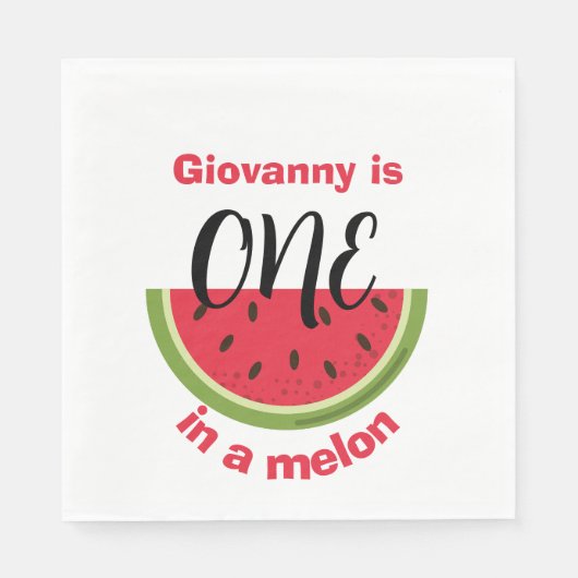 One in a Melon 1st Birthday Party スタンダードランチョンナプキン (正面)