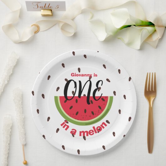 One in a Melon 1st Birthday Party ペーパープレート (ウェディング)