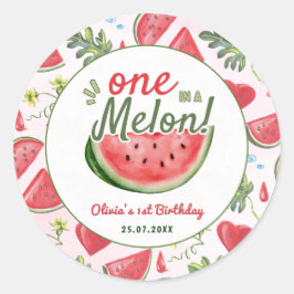 One in a Melon 1st Birthday Party ラウンドシール