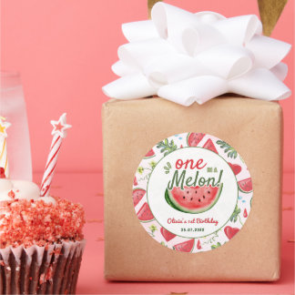 One in a Melon 1st Birthday Party ラウンドシール