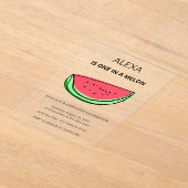 One in a Melon 1st Birthday Watermelon Birthday アクリル招待状 (レイダウン)