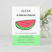 One in a Melon 1st Birthday Watermelon Birthday 招待状 (スタンド正面)