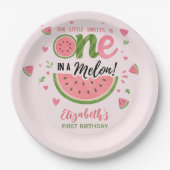 One in a Melon Adorable First Birthday Girl ペーパープレート (正面)