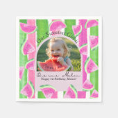 One in a Melon Birthday Photo watermelon スタンダードカクテルナプキン (正面)