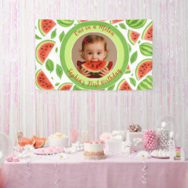 One In A Melon Custom Photo Watermelon Birthday  横断幕