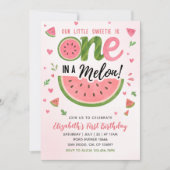 One in a Melon! Cute First Birthday Girl 招待状 (正面)