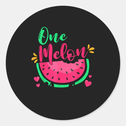 One In A Melon Dada Summer Birthday Party Matching ラウンドシール (正面)
