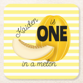 One in a Melon First 1st Birthday Party スクエアペーパーコースター