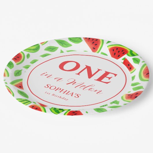 One In A Melon First Birthday ペーパープレート (アングル)