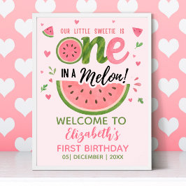 One in a Melon First Birthday Girl Party ポスター