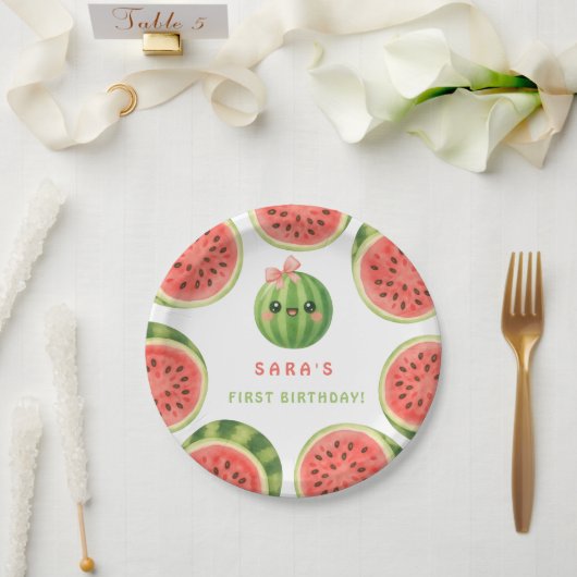 One in a Melon First Birthday Summer Paper Plates ペーパープレート (ウェディング)