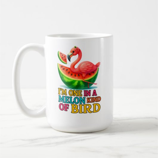 One in a Melon Flamingo - Funny Tropical Bird  コーヒーマグカップ (左)