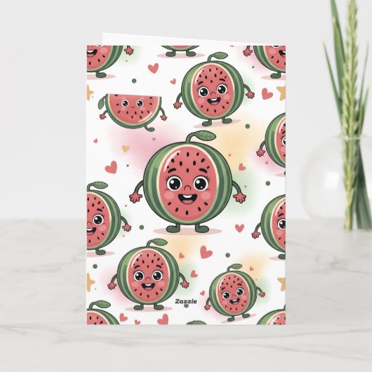 One in a Melon – Fun Watermelon Birthday Card カード (裏面)