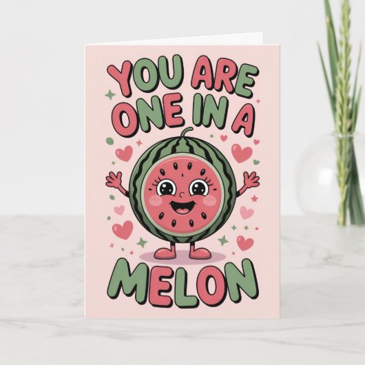 One in a Melon – Fun Watermelon Birthday Card カード (正面)