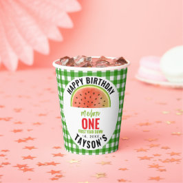 One in a Melon glitter watermelon 1st birthday 紙コップ