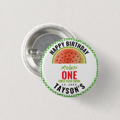 One in a Melon glitter watermelon 1st birthday 缶バッジ (正面&裏面)